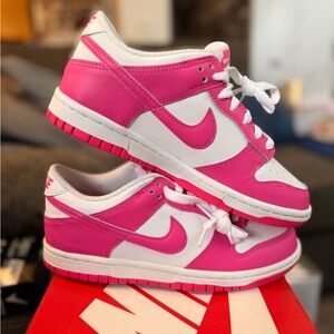 Nike Dunk Low Kids Sneakers in Pink and White size 4.5Y